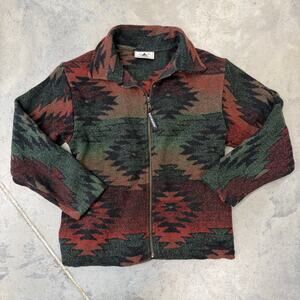 VTG Black Mountain Women’s Fleece Jacket Aztec Southwestern Small